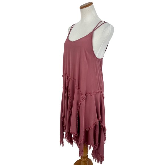 Free People Tattered Up Shred Slip Dress XS| Whimsigoth Grunge Fairy Boho| Mauve - Picture 11 of 16